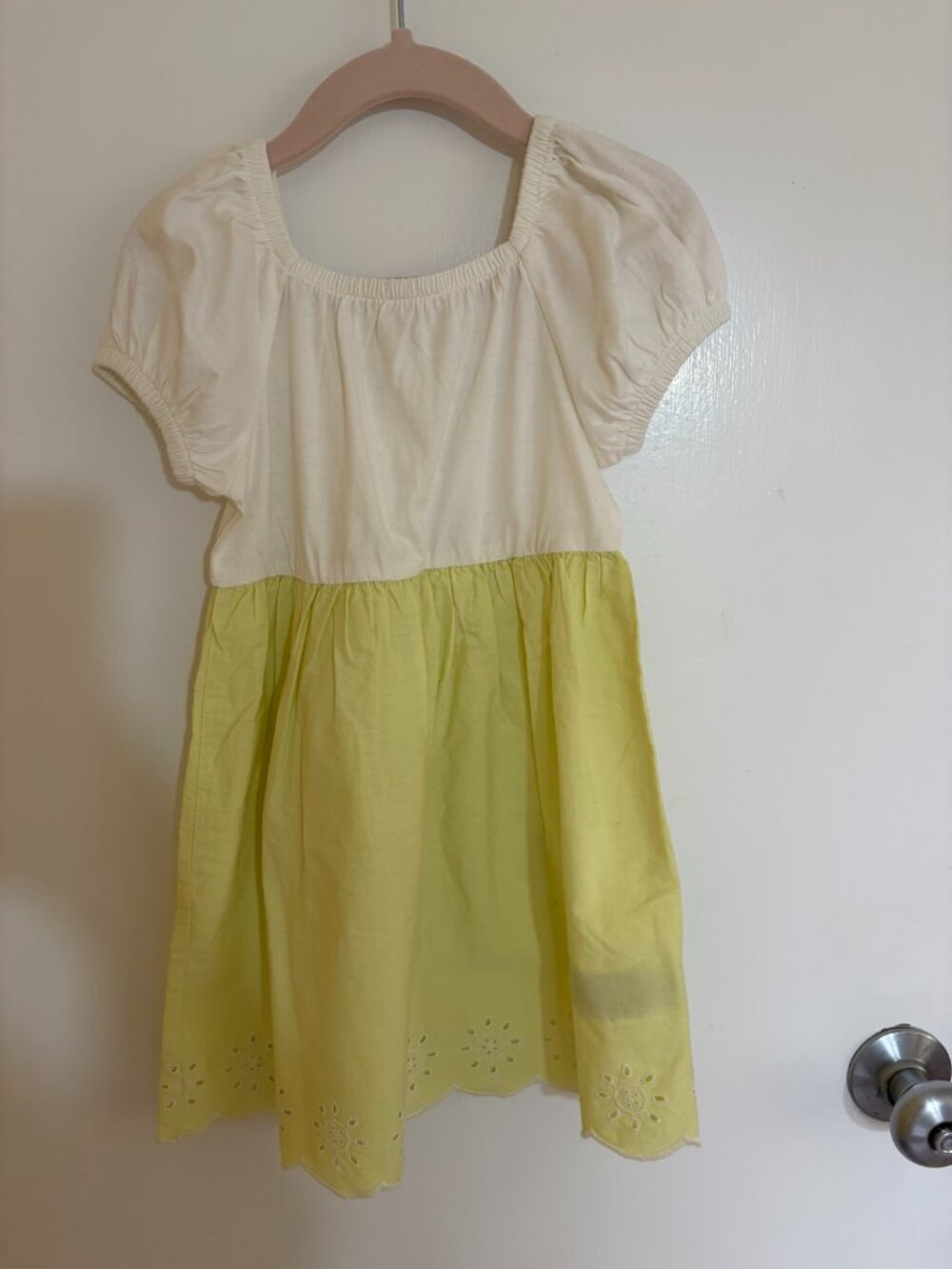 Gap Girls Cream Lime Green Eyelet Dress 3T